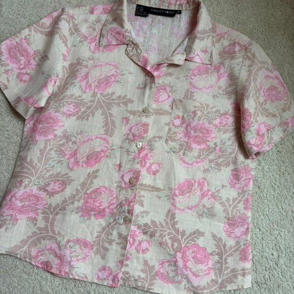 Carlies Court Vintage Floral Linen Blouse - Picture 5 of 11